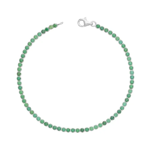 Silver Ladies' Green Cz Bracelet